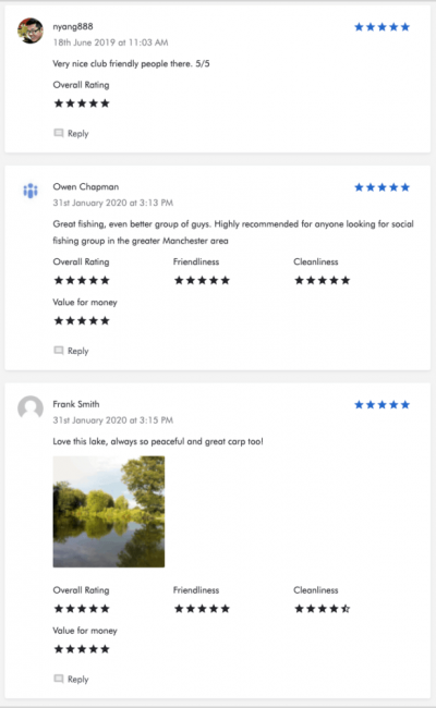 Reviews screen
